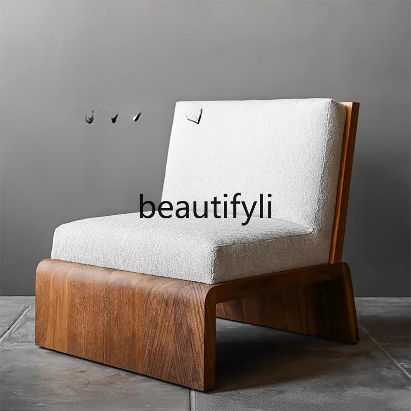 

Nordic Solid Wood Fabric Sofa Chair Creative Irregular Wabi-Sabi Style Homestay Model Room Leisure Sofa