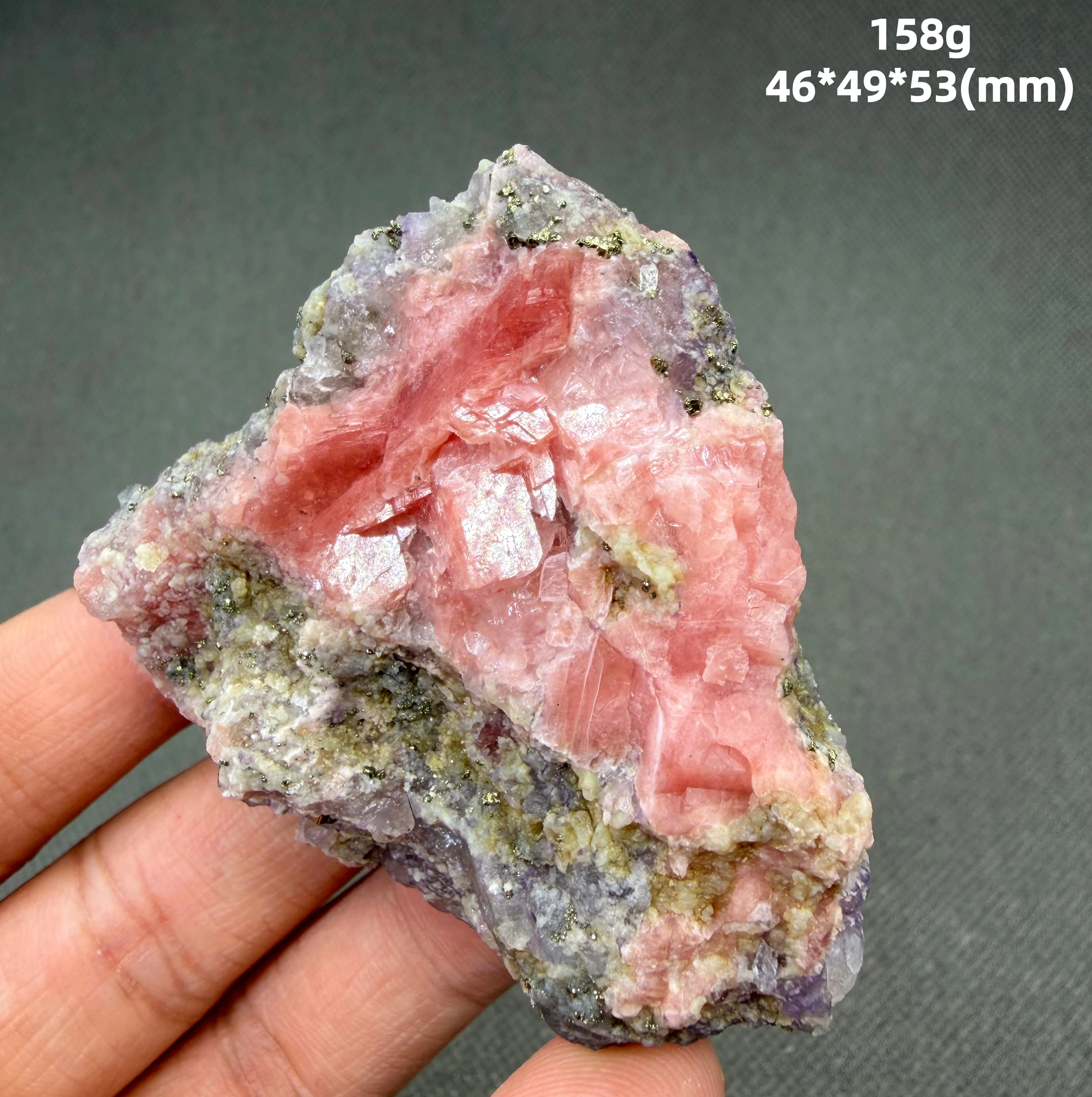 158 g Natural Pink Rhodochrosite Crystal Cluster Rhombohedral Mineral Specimen Rare Collector