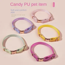 Pet Pu Leather Collar Candy Color Breathable Cat Collar Pearl Gold Small and Medium-sized Dog Collar