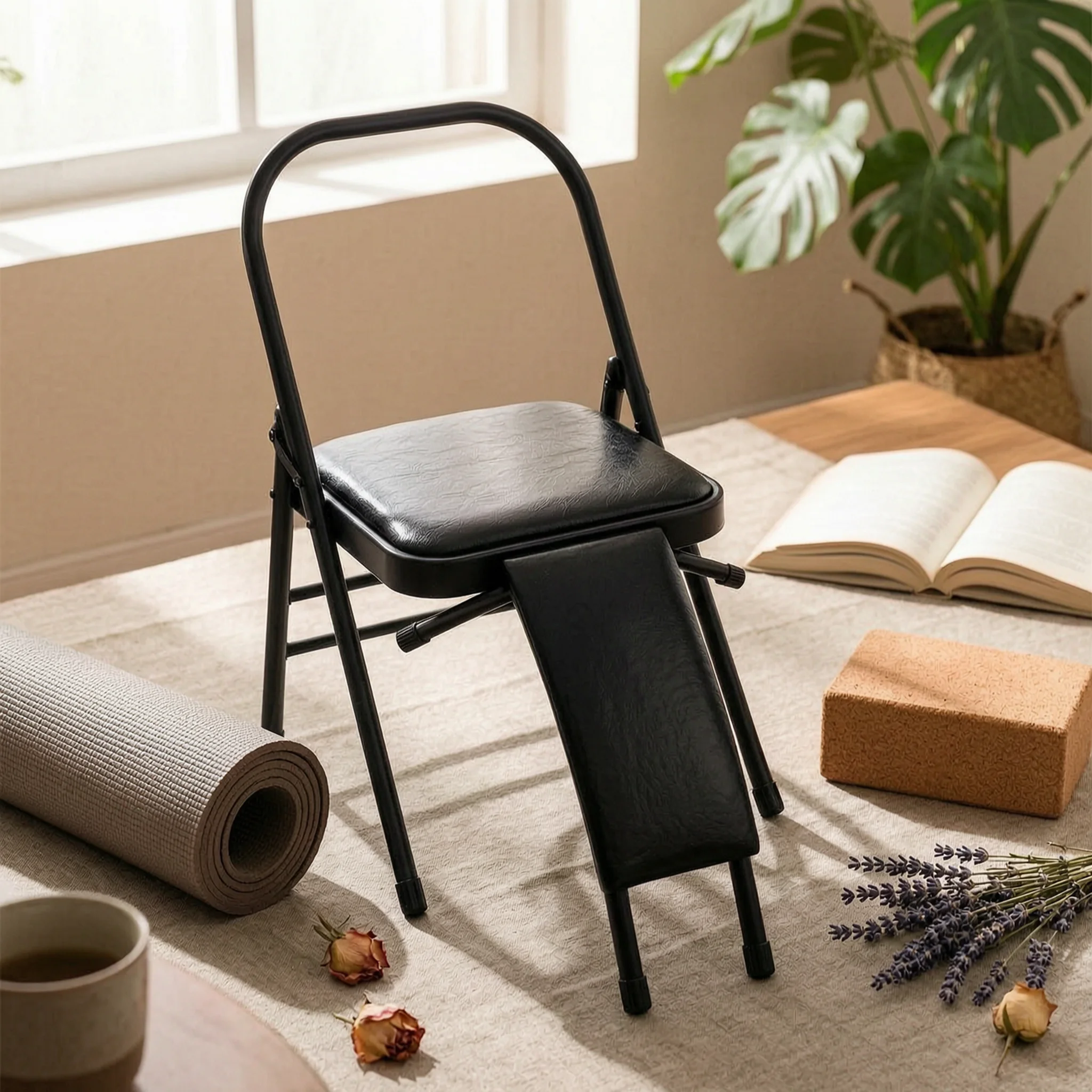 

Folding Exercise Chair Portable Padded Exercise Chair Fitness Gear Textured Stable
