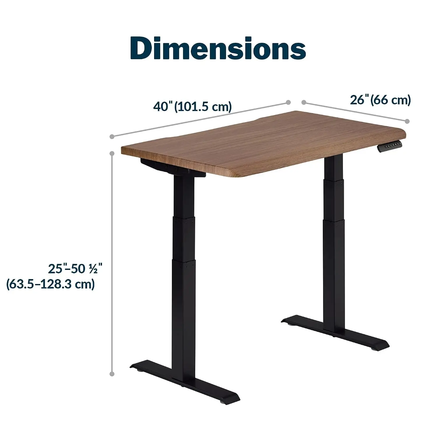 Electric Standing Desk Height Adjustable Sit Stand 40x26 Inch Walnut Black Frame, Customized
