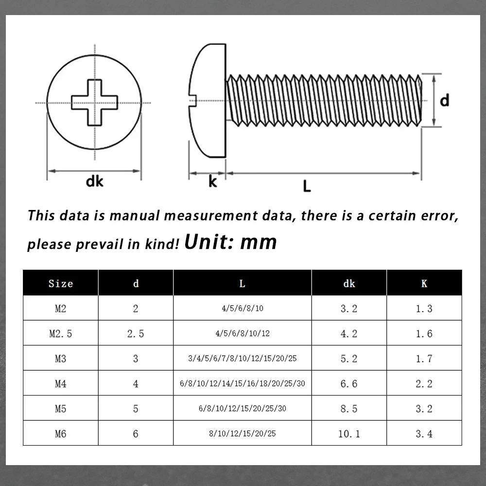 M2M2.5M M4M5M6M8 PC Transparent Round Head Phillips Screw Acrylic Clear PMMA Insulation Bolts for Electronics LED Showcases