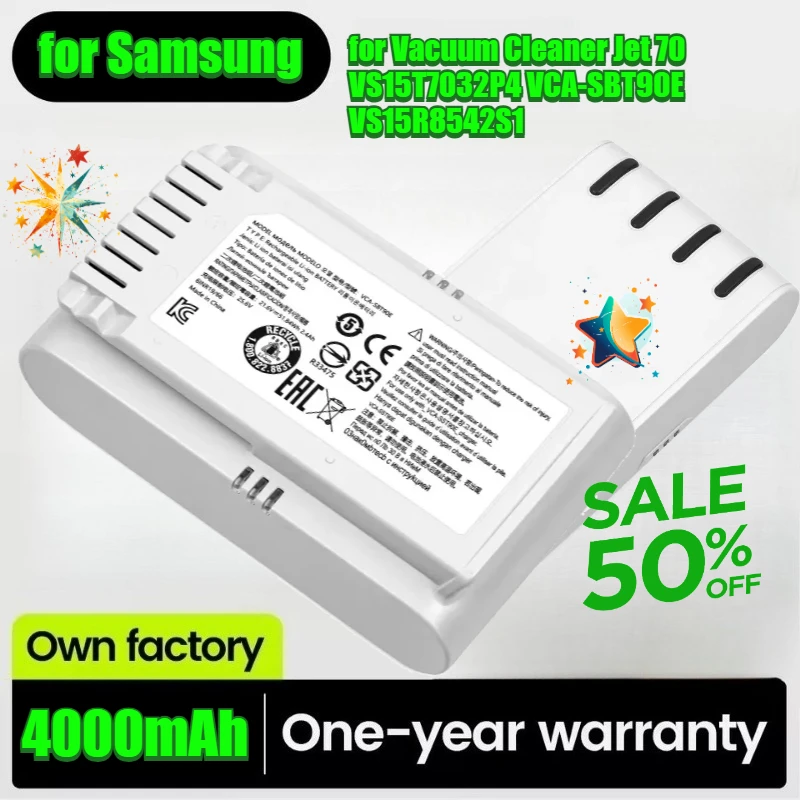 Battery for Samsung Vacuum Cleaner Jet 70 Dust Collector Battery VS15T7032P4 VCA-SBT90E VS15R8542S1 21.6V