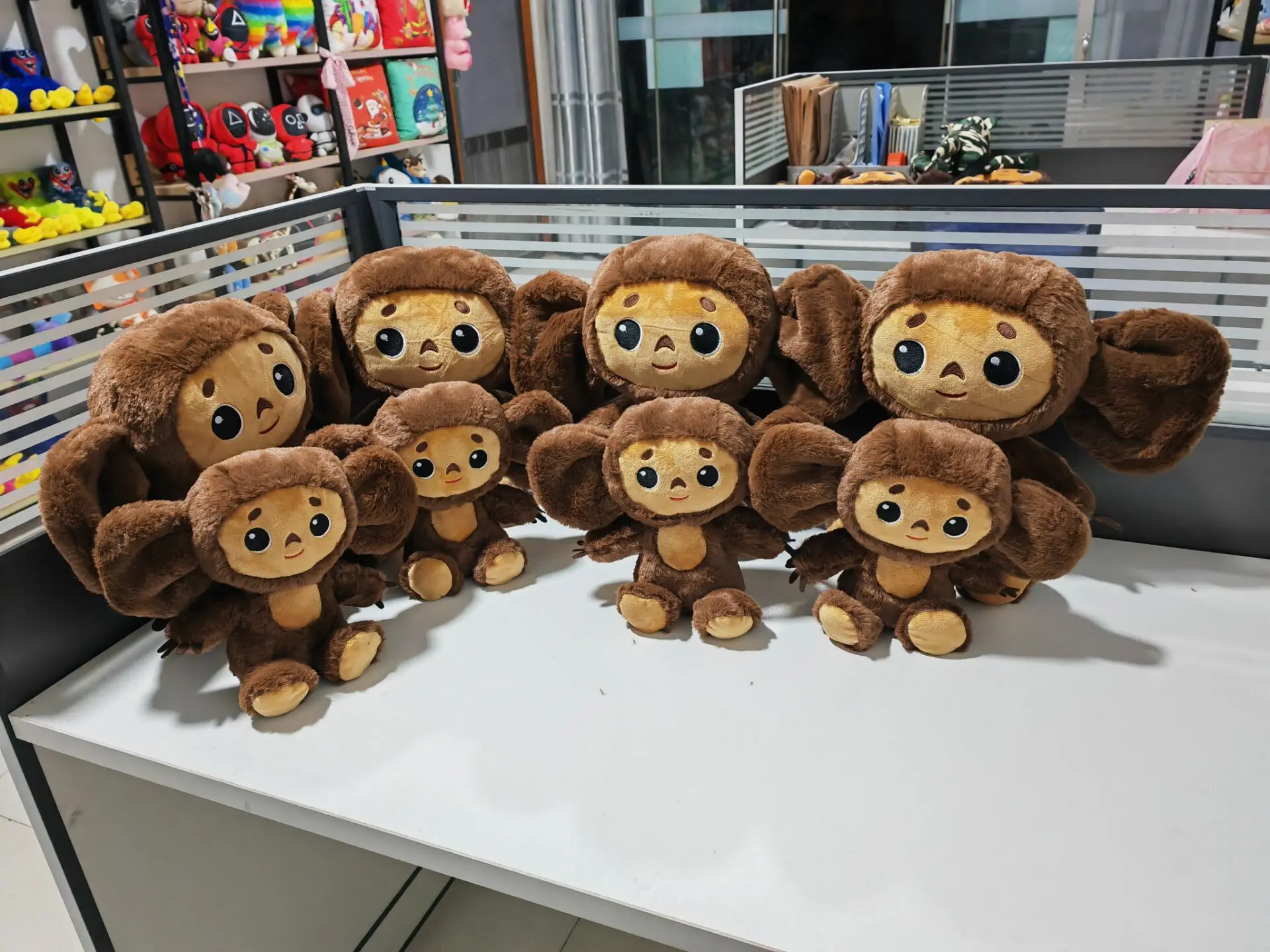 2023 Cheburashka Plush Toy Big Eyes Monkey With Clothes Doll Russia Anime Baby Kid Sleep Appease Doll Toys For Children