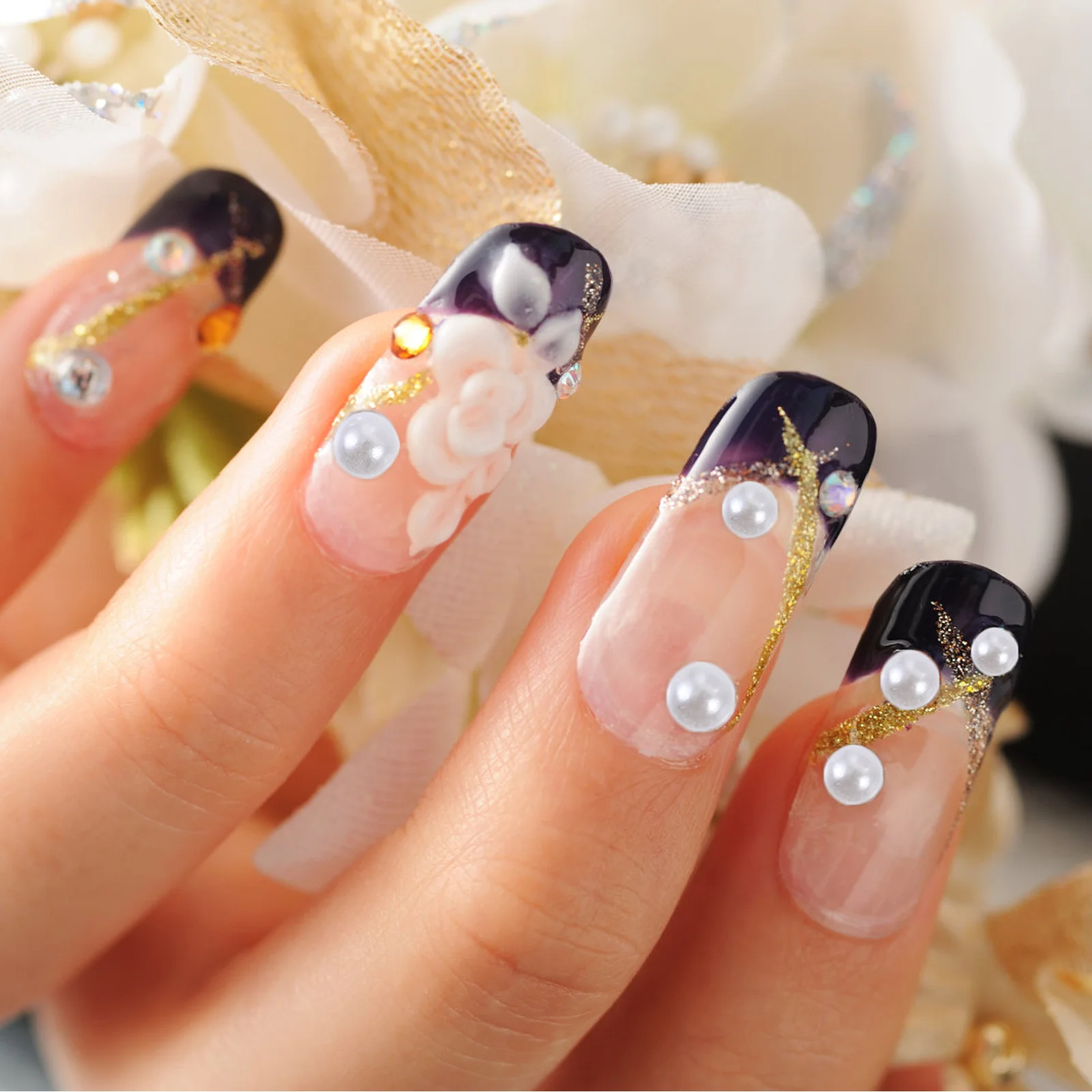 

1 Box Delicate Nail Charms Round and Half Pearls for DIY Nails Manicure Nail Art Kit Craft Supplies Pearls Manicure Supply