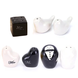 1 Set Love Birds Bride and Groom Ceramic Shaker Spice Jar Kitchen Spice Tools Wedding Party Favor Gifts Bird Salt Pepper Shaker