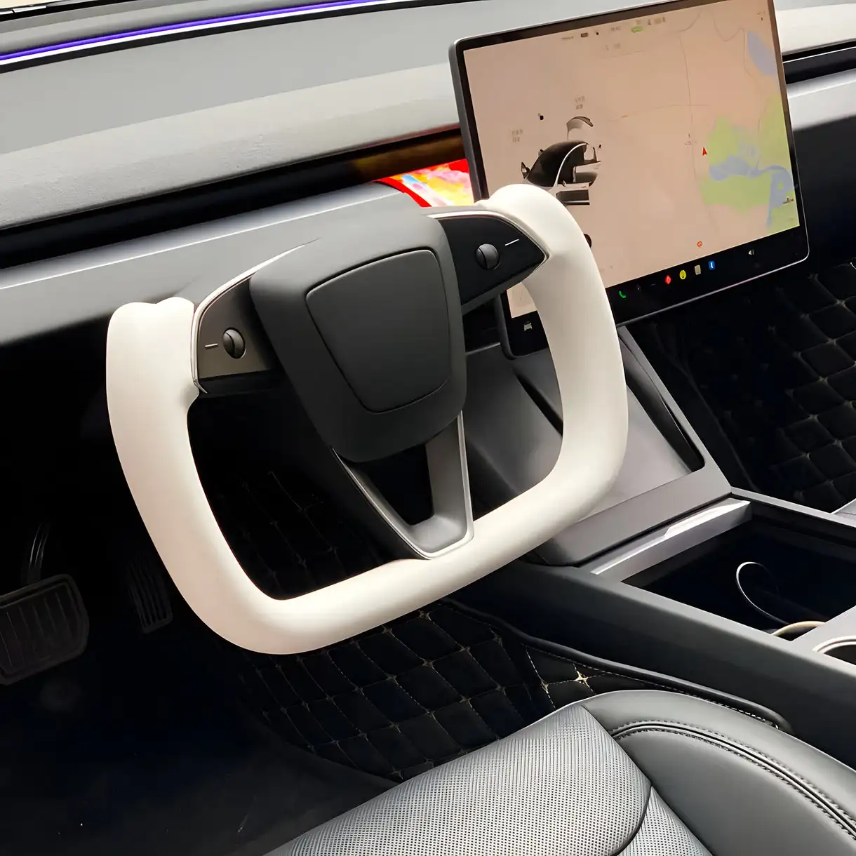 For Tesla Model 3 Highland 2024 2025 2026 Yoke Heating Steering Wheel Personalized Premium Racing Leather Customized Accessories - view 5