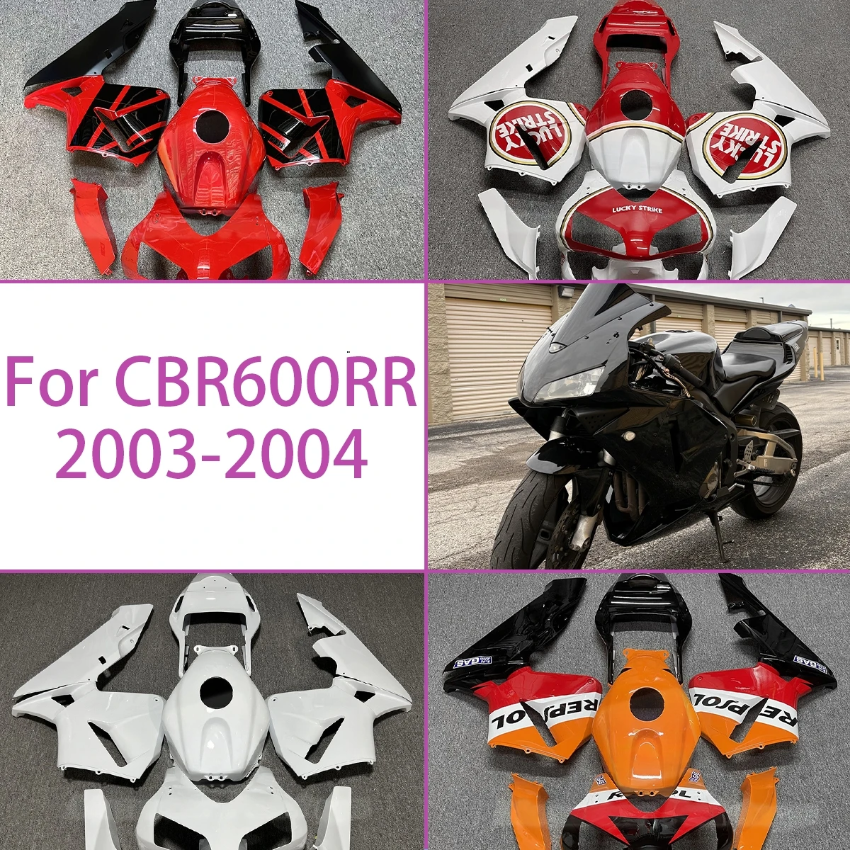 

Fit for 2003 2004 Honda CBR 600RR Full Motorcycle ABS Plastic Bodywork Fairing Kit 03 04 CBR600RR Fairings YJ01