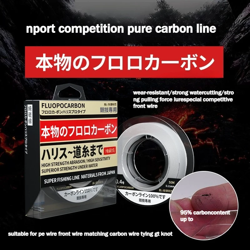 

100% Fluorocarbon Fishing Line 50-100m Japanese Imported Carbon Fiber Line 1-25kg Monofilament Sinking Tackle Accessories