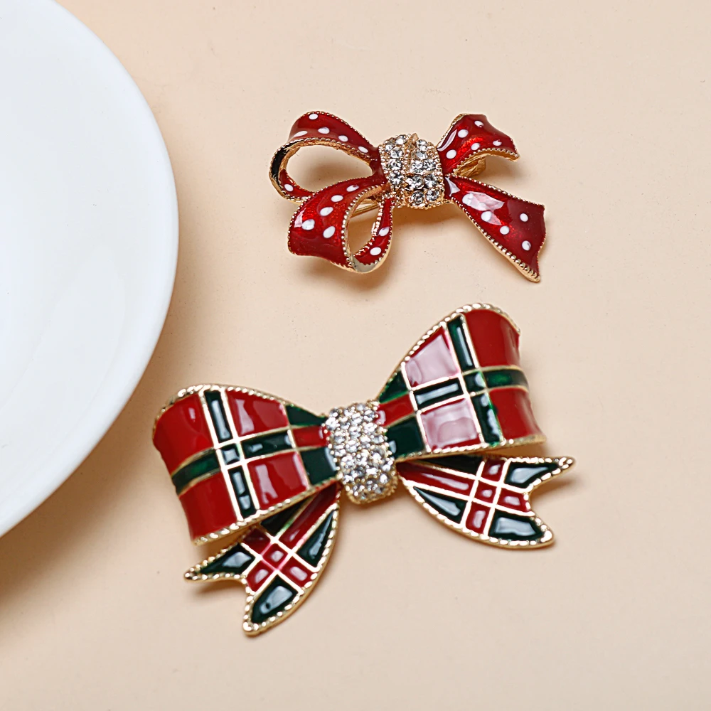 Crystal Knot Bow Brooch Red Knot Lapel Pin For Women Girl Clothes Denim Button Metal Jewelry Gifts