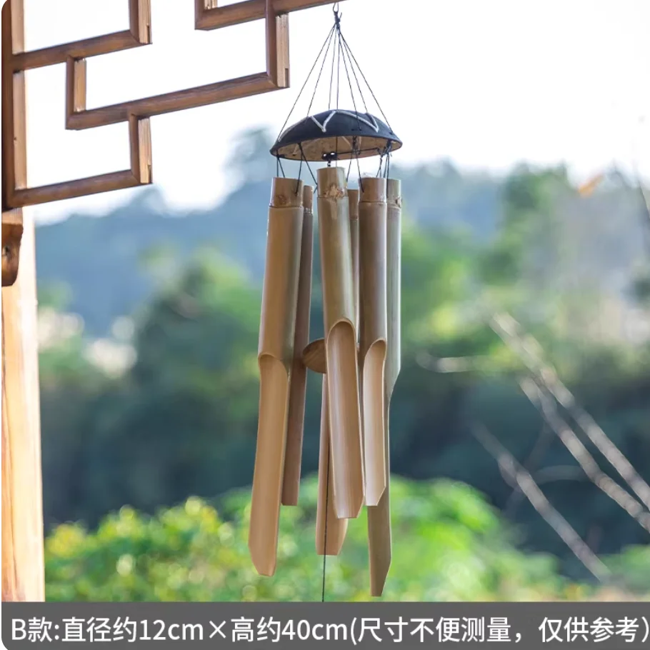 Bamboo Wind Chimes Pendant, Chinese Japanese Garden Bell, High-end Camping Balcony Decoration