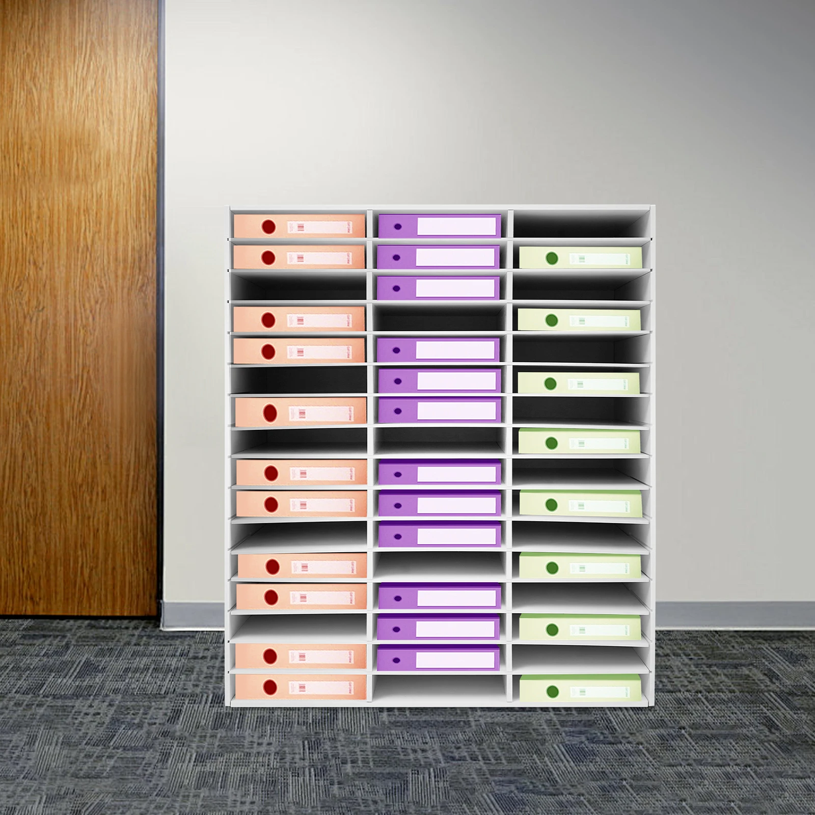 

48 Compartments Mail Sorter Organizer Paper and Mail Organizer, Bill Paper Organizer Cabinet, 16 Tiers White Tiered Shelf