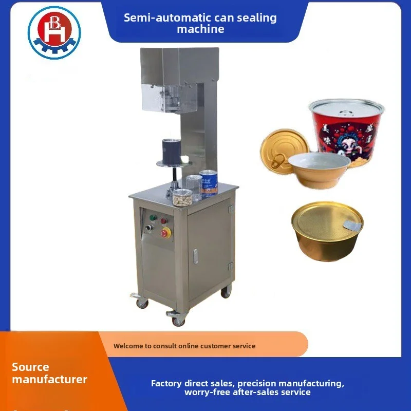 Hot Selling BaiHeng Factory Customize High-Accuracy Semi-automatic Round Bottle Can Sealing Machine for Canned food