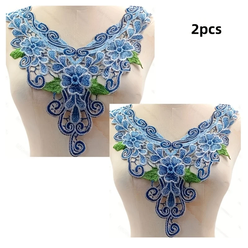 

2PCS of exquisite heavy-duty embroidery garment accessories for DIY, which can be sewn onto clothes, skirts or formal dresses.