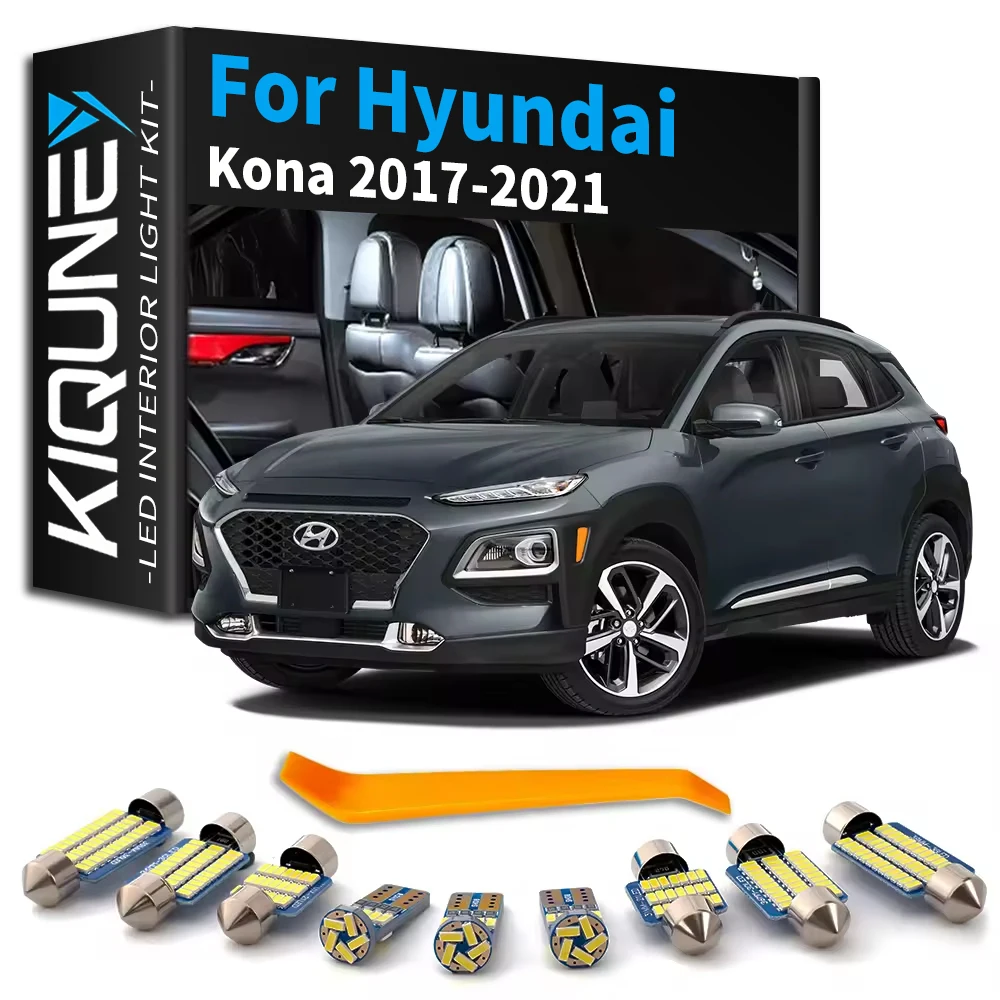 9Pcs Interior LED Light Kit Canbus Map Dome Trunk License Plate Lamp For Hyundai Kona 2017 2018 2019 2020 2021 Accessories