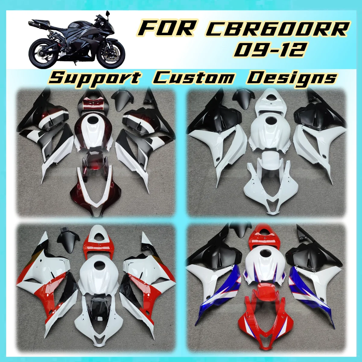 Custom Paint Fairings 2009-2012 CBR600RR Motorcycle Fairing Kit Body Protection Cover Perfect Fit for Honda CBR 600RR 09-12