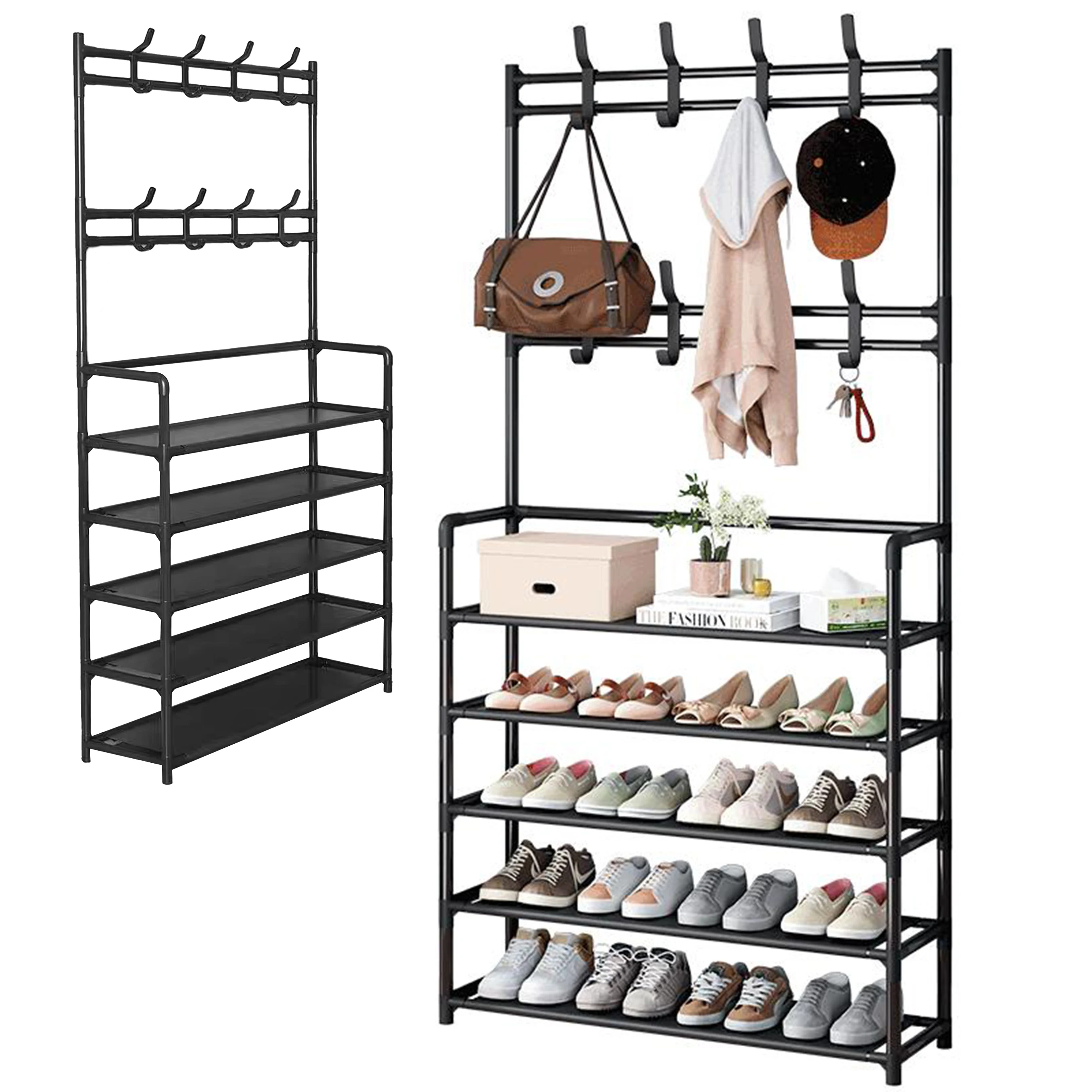 Three-hole Shoe Organizer Shoe Rack, Multi-layer Shoe Rack, Household Multifunctional Shoe Rack, Bedroom Stand-up Coat Cabinet, 5 Levels 80cm