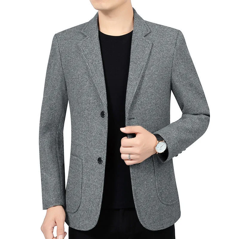 Spring Autumn Man Suit Coat Simple Solid Color Casual Male Blazer Non-ironing Single-breasted Pocket Business Men Outerwear
