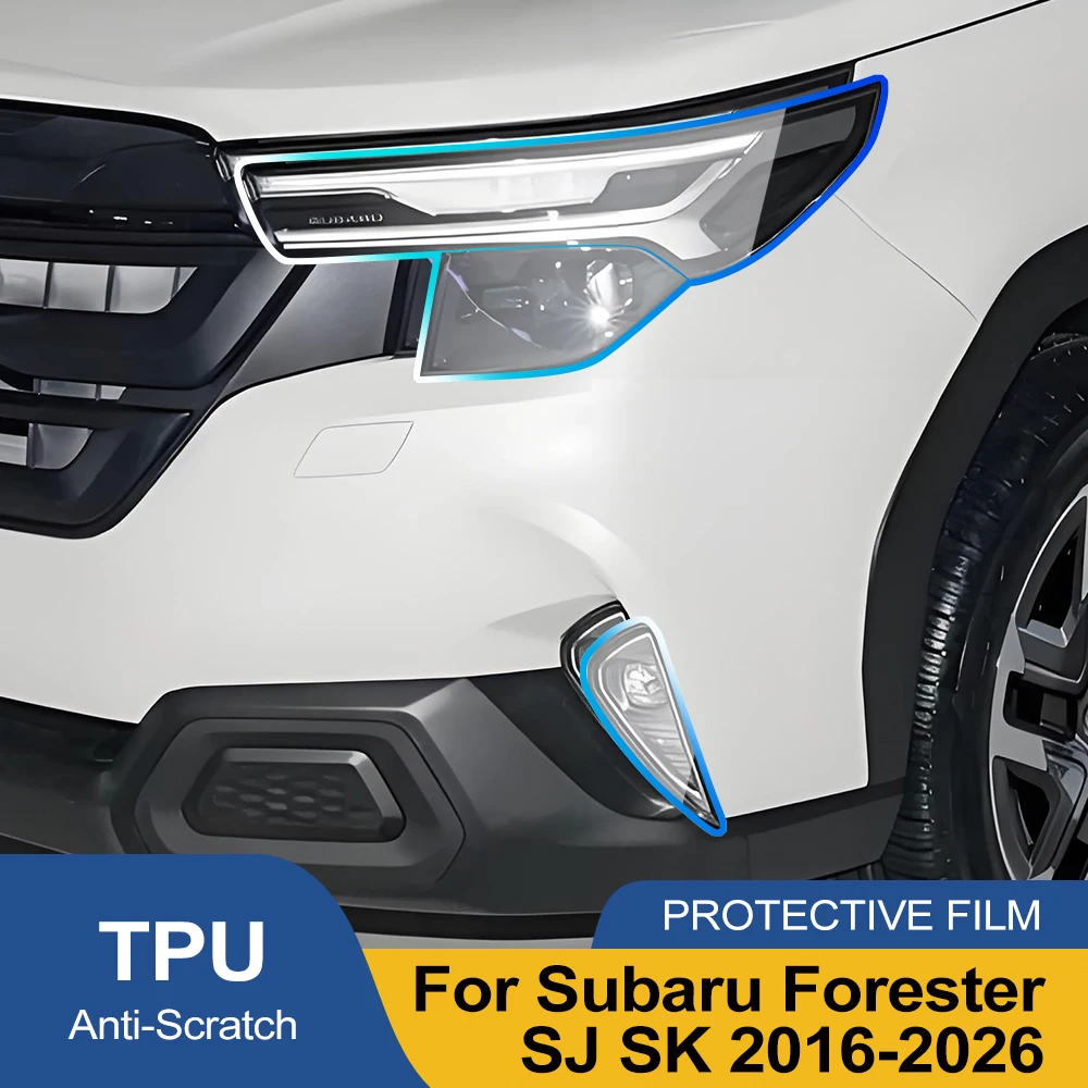 For Subaru Forester SJ SK 2016-2026 Smoke Black High-Gloss Pre-Cut TPU Headlight Protective Film PPF Anti-Scratch Vinyl Film