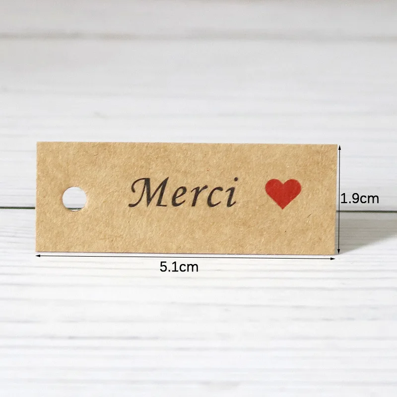 Étiquettes en papier kraft faites à la main avec amour, merci, fournitures de mariage, anniversaire, fête de Noël, emballage cadeau, attro, 100