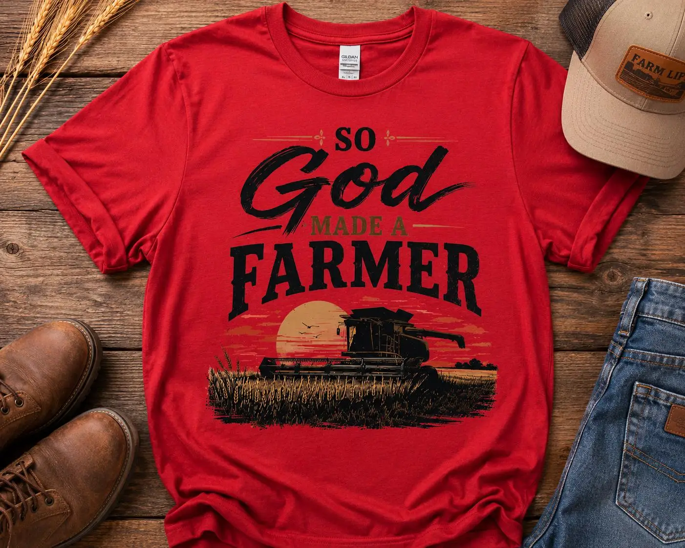 So God Made A Farmer Shirt, Farmer T-Shirt, Farm Life Tee, Country Living Shirt, Combine Harvester Shirt, Agriculture Gift