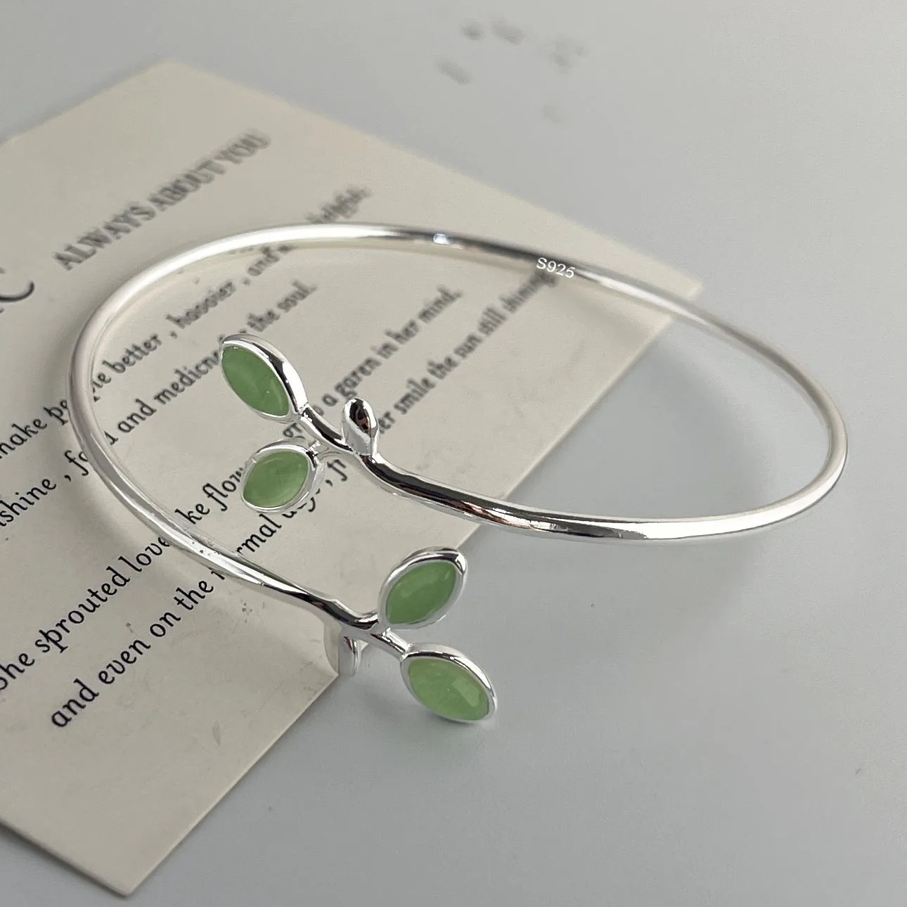 925 Sterling Silver Bracelets for Women Men String Accessories Trend Cute Plant Green Leaf CZ Chain Pendant Party Jewelry Gift