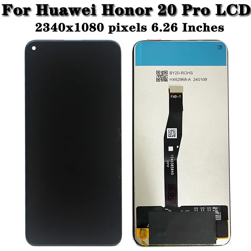 Substituição do digitador da tela táctil do LCD para Huawei, honra 20, YAL-L21, honra 20 pro, YAL-L41, 6,26 \