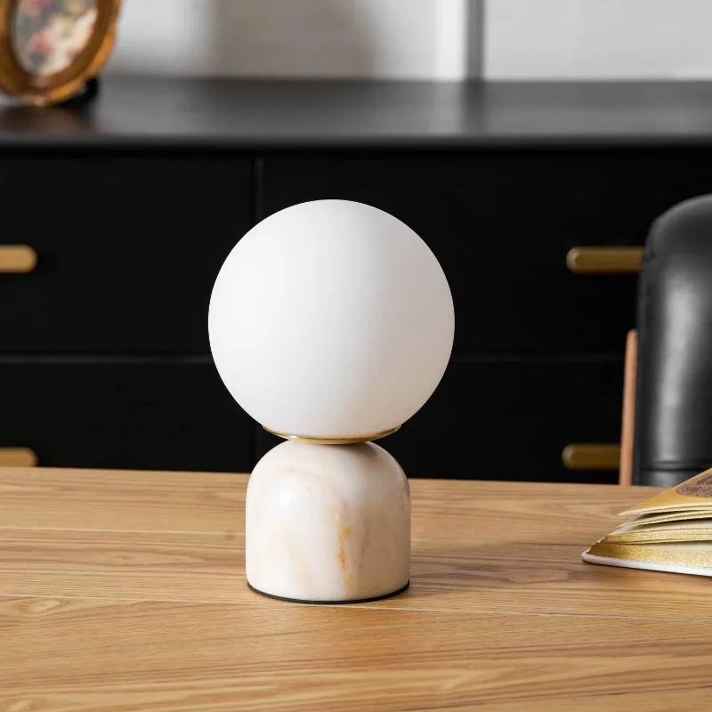 Table lamp Natural marble glass Modern Nordic simplicity Modern bedroom Bedside living room Geometric decorative art Soft light