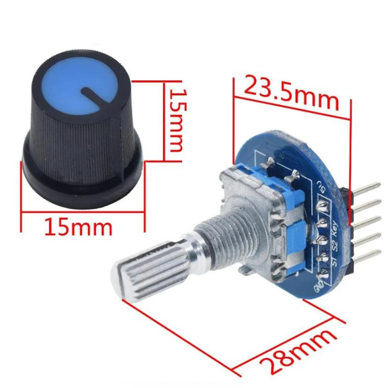 Rotary Encoder Module 5V Brick Sensor Development Round Audio Rotating Potentiometer Knob Cap for Arduino EC11