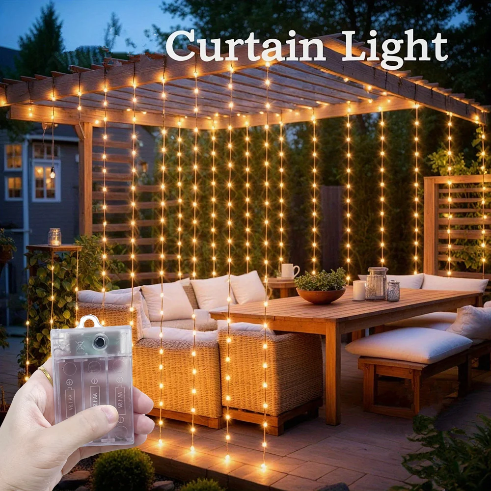 

Светодиодная гирлянда-штора на батарейках для декора спальни и улицы, украшение для дома на Рамадан, Ид Мубарак, День святого Валентина 2026