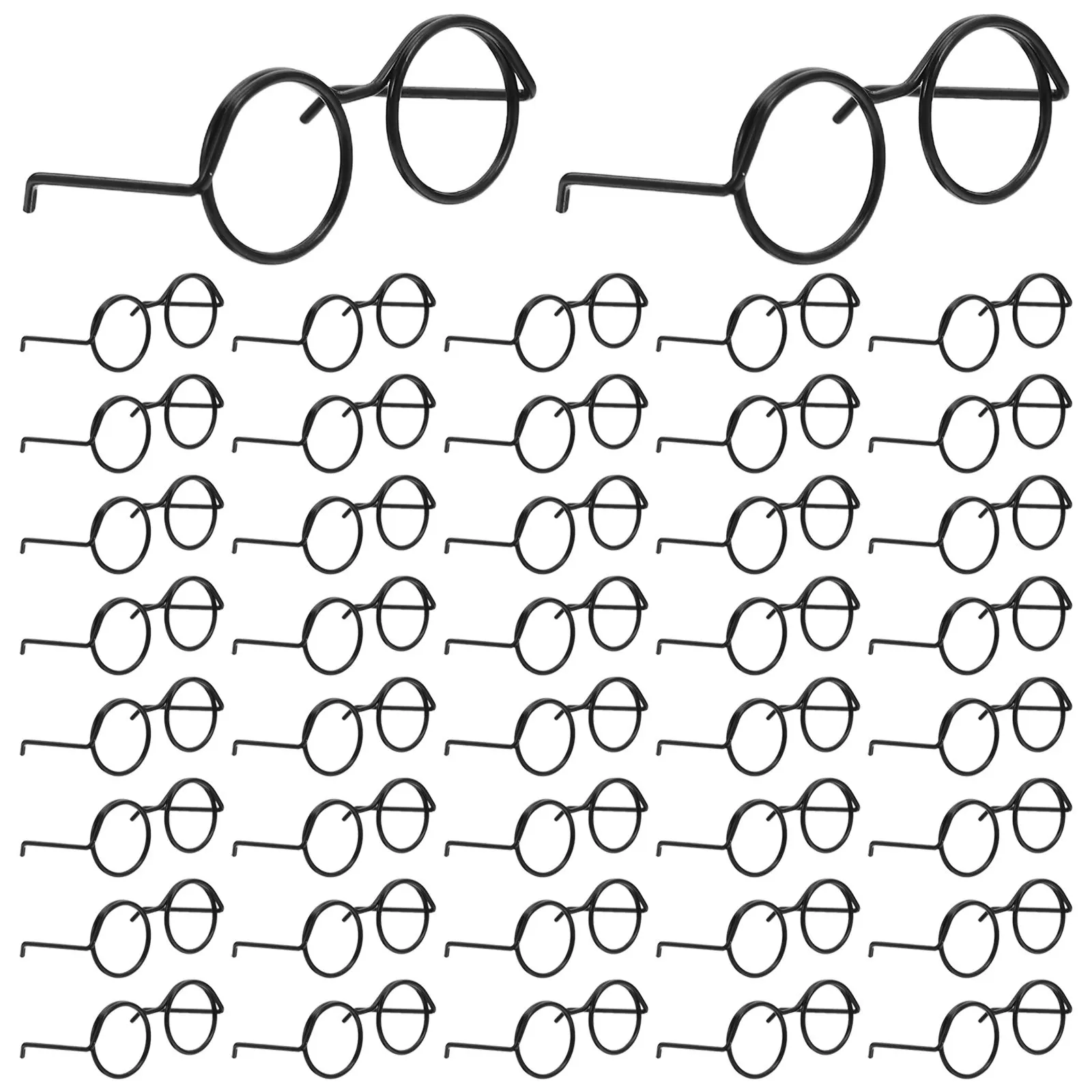 

50 шт. миниатюрных очков с реалистичными проволочными оправами для поделок, аксессуаров для кукольных домиков, креативного фото-реквизита, маленькие металлические
