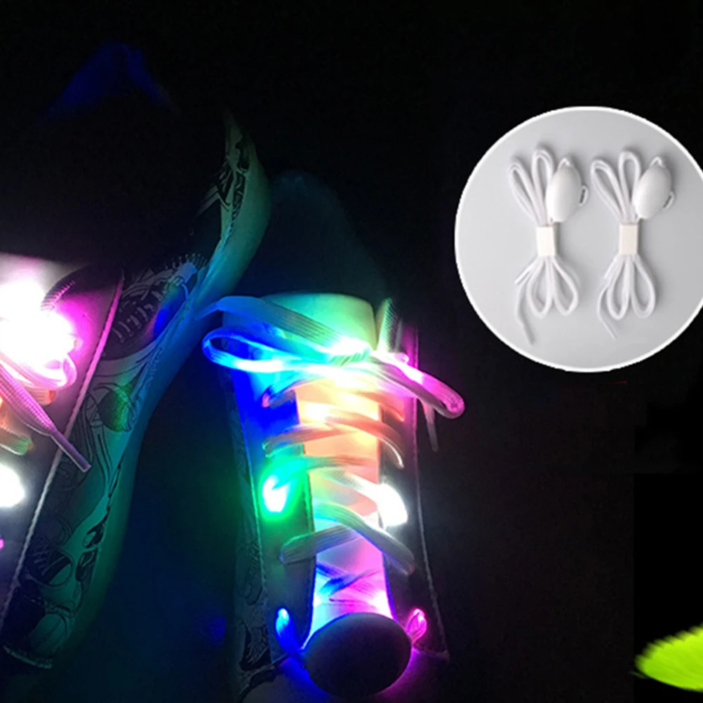 

1Pair LED Flashing Shoelaces Bright Light Up Shoestrings 4 Modes for Running Hiking Cycling Dancing Party Luminous Shoe Laces