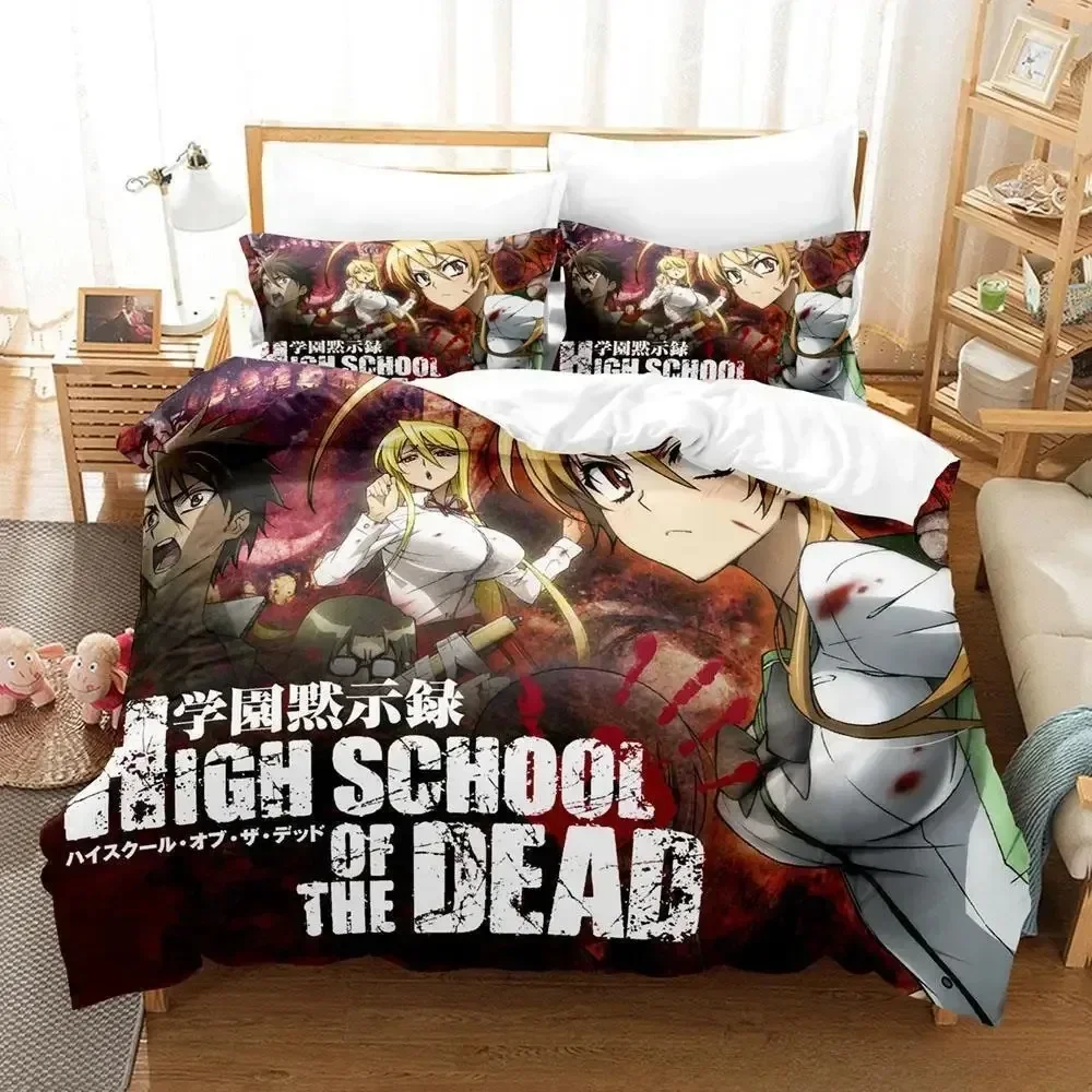 

Highschool of the Dead Bedding Set Single Twin Full Queen King Size Bed Adult Kid Bedroom Duvetcover Anime Bed Sheet