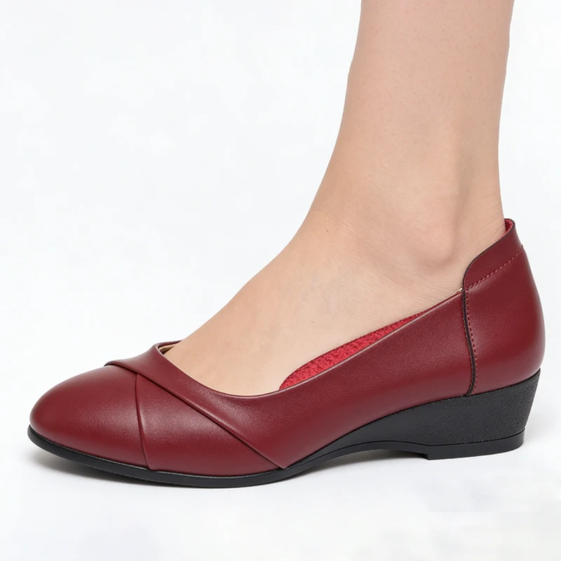 

CINESSD 2023 Autumn New women Flat shoes Genuine Leather Comfortable bottom Big Size 41 42 43 Casual Loafers Mother Shoes