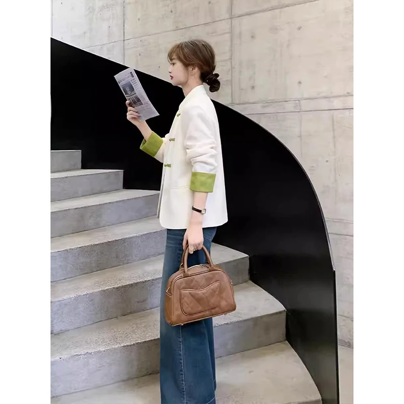 New Chinese Style White Suit Jacket Women's Short Version Spring Important Occasion High End Capsule Button up Top