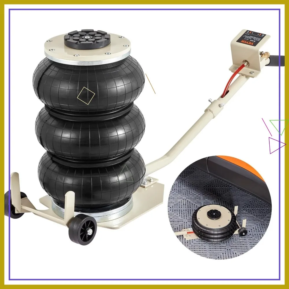 3T Triple Bag Air Jack, 6600 Lbs Capacity, Fast 3-5s Lifting, 17.7 Inch