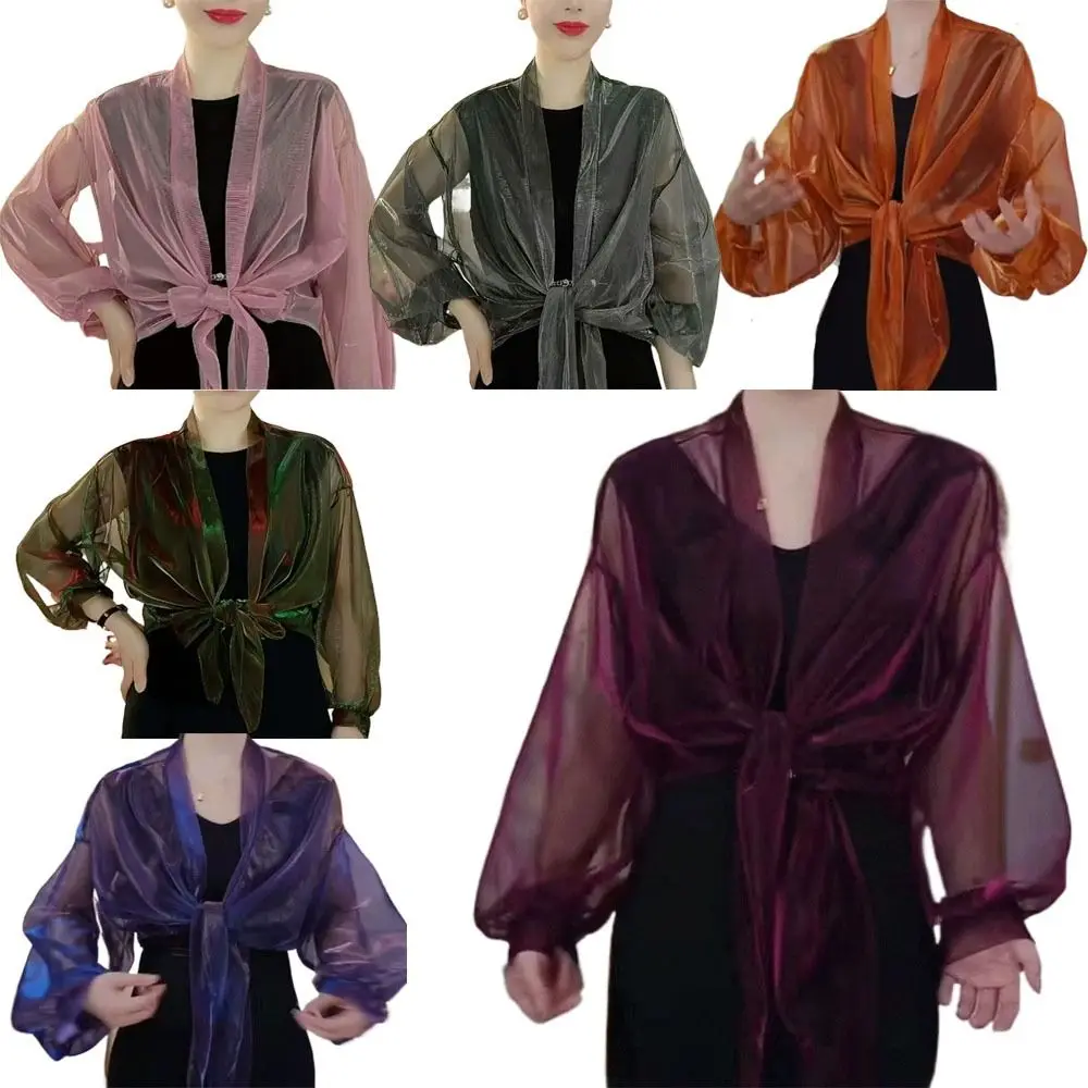 Fashion Thin Tulle Shawl Sunshade Sunscreen Temperament Cardigan Long Sleeve Raglan Sleeve Sling For Spring Summer view 4