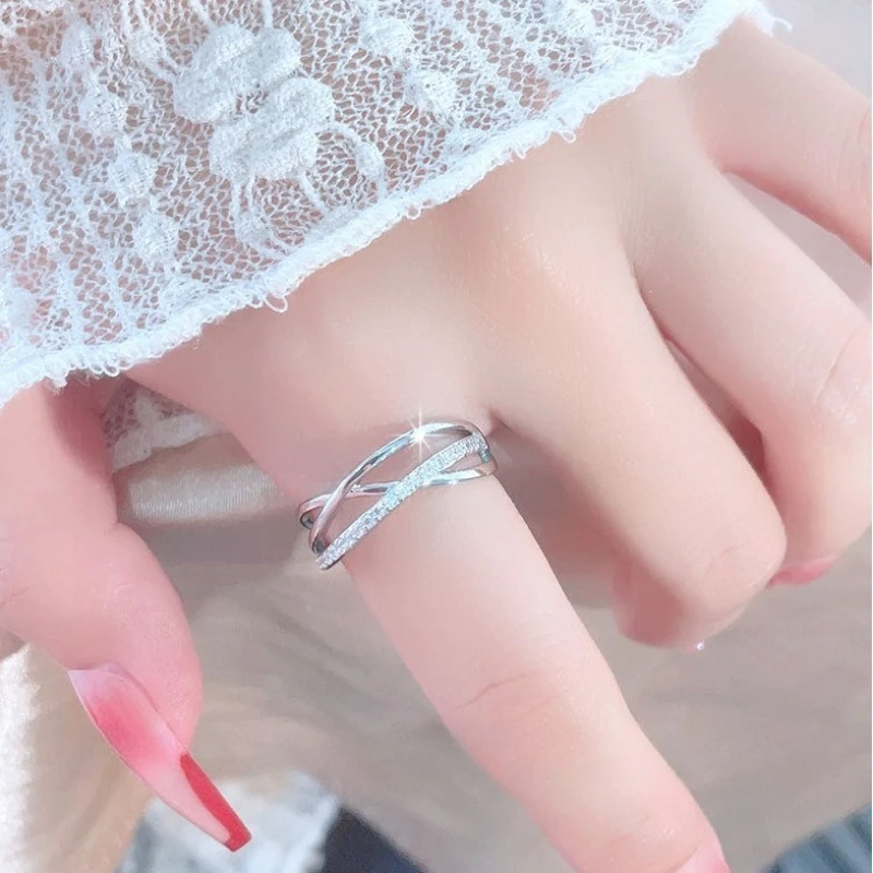 Women's 925 Silver Interwoven Zircon Wedding Ring