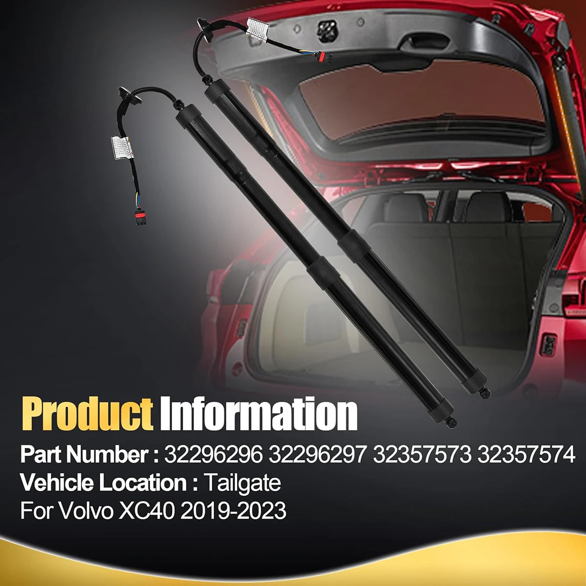 Heckklappenstütze für Volvo XC40 2018-2023 32296296 32296297 Elektrische Heckklappen-Hubstreben 32357573 32384408 – Detail 1
