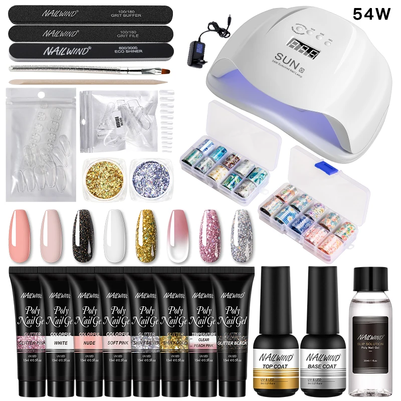 

NAILWIND Manicure Set Semi-permanent Varnish Nail Kit Nail Gel Polish UV Led Lamp Esmatles Arcylic Poly Nail Gel For Extension