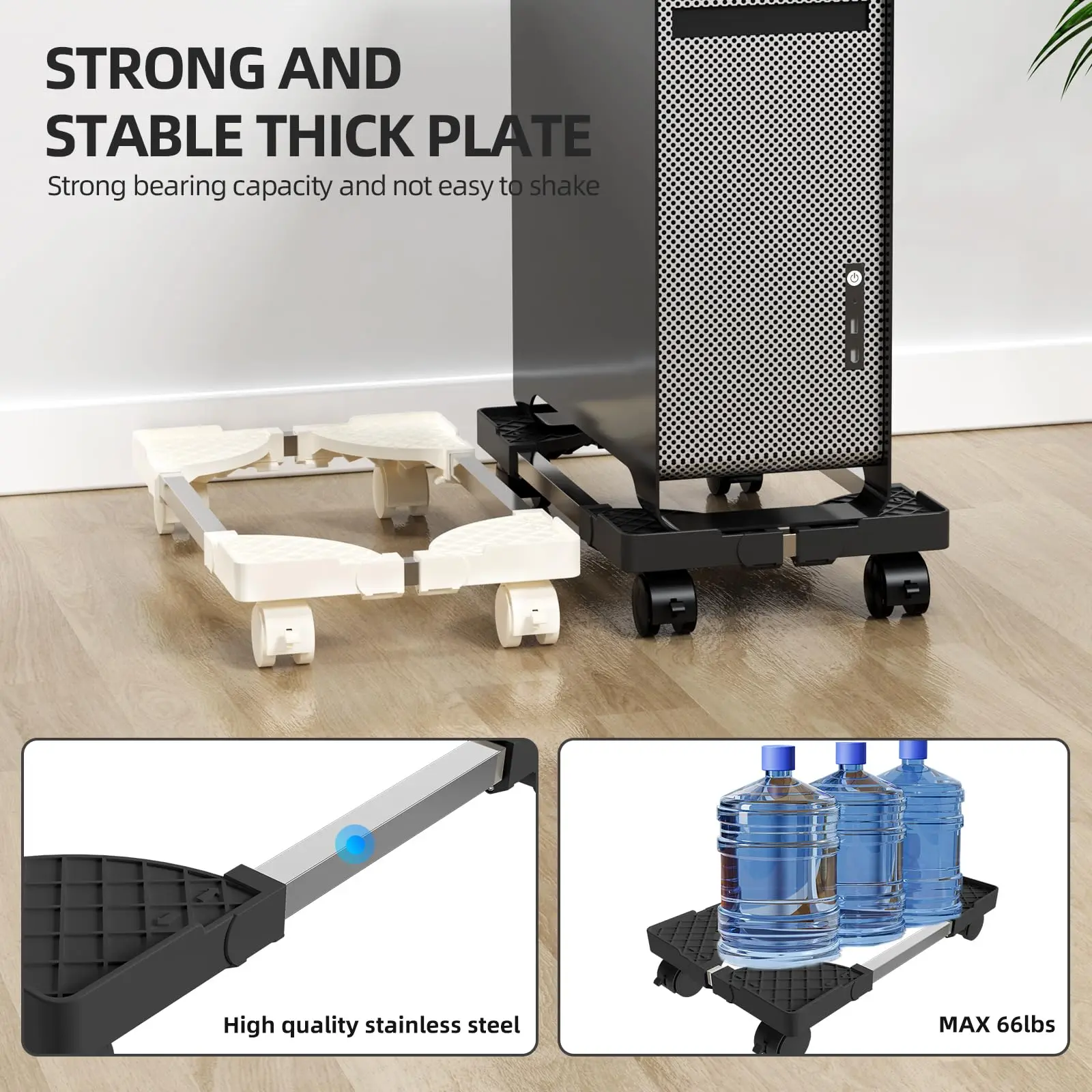Adjustable Mobile CPU Stand Holder Tower Stand with Rolling Caster Wheels Computer Stand for Tower Fit Most PC Desk Accessories image 5