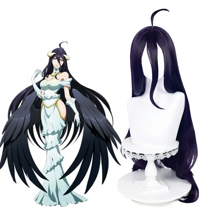 

Overlord Albedo Cosplay Wigs 100cm Long Straight Dark Purple Synthetic Hair