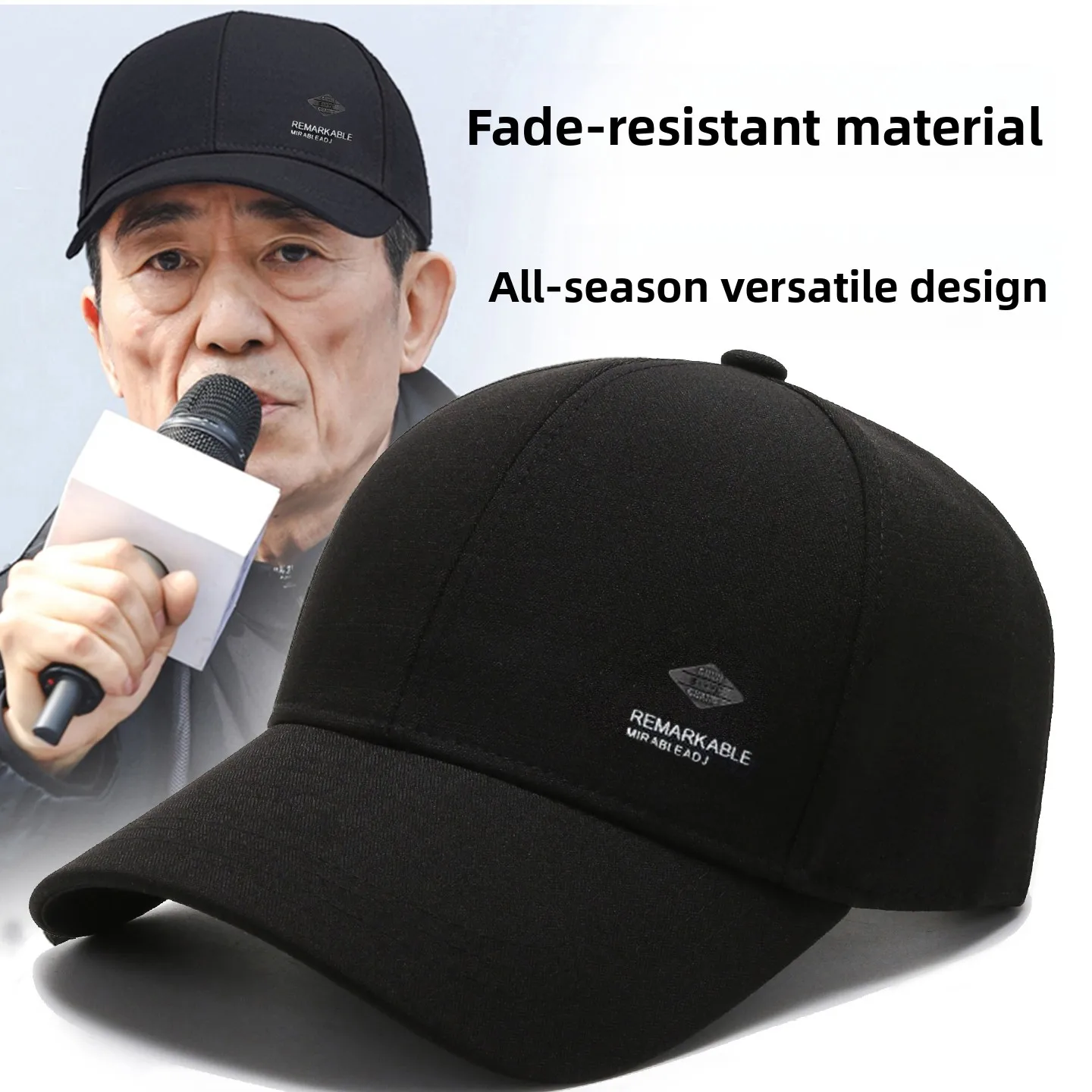 Men's Baseball Cap Hard Top Sun Protection Spring Autumn Casual Elderly Duckbill Hat Adjustable round Crown All Seasons Polye...