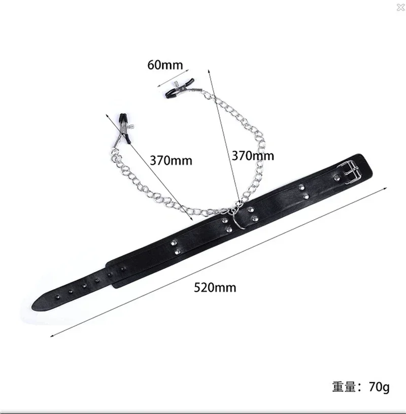 Sexy Leather Choker Collar With Nipple Clamp Breast Clip Chain SM Bondage Couple SM Sex Toys For Woman Erotic Tools Adult Games - view 3