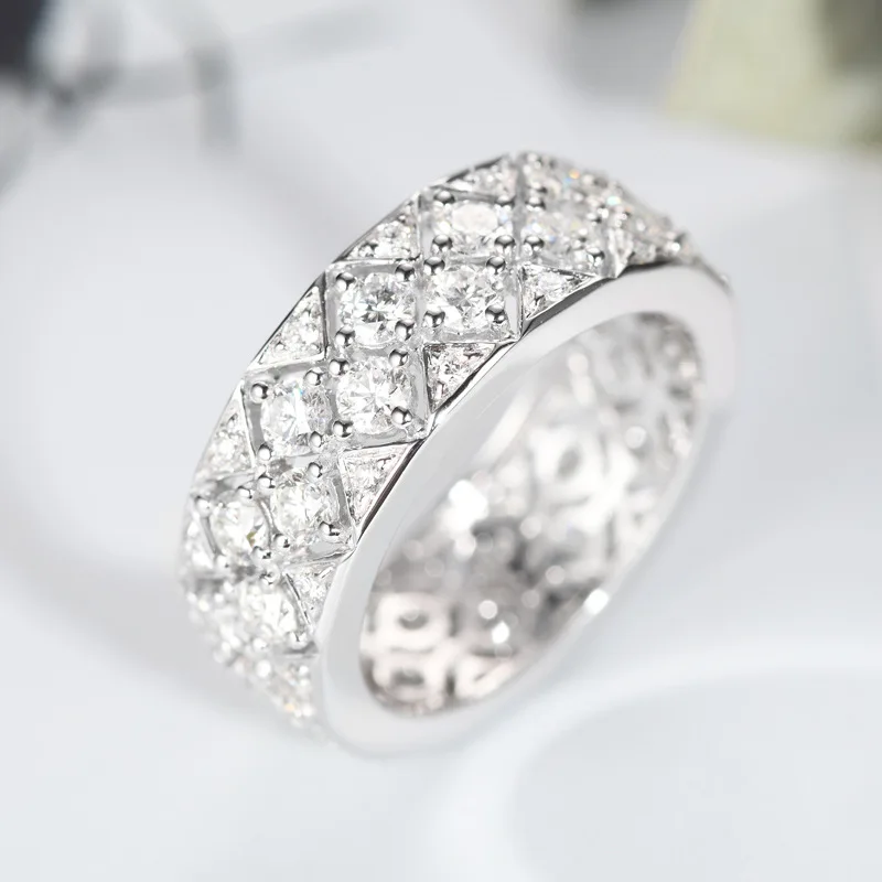 Super flash luxury white gold prismatic diamond ring square full diamond fashion women\'s ring party birthday jewelry gift