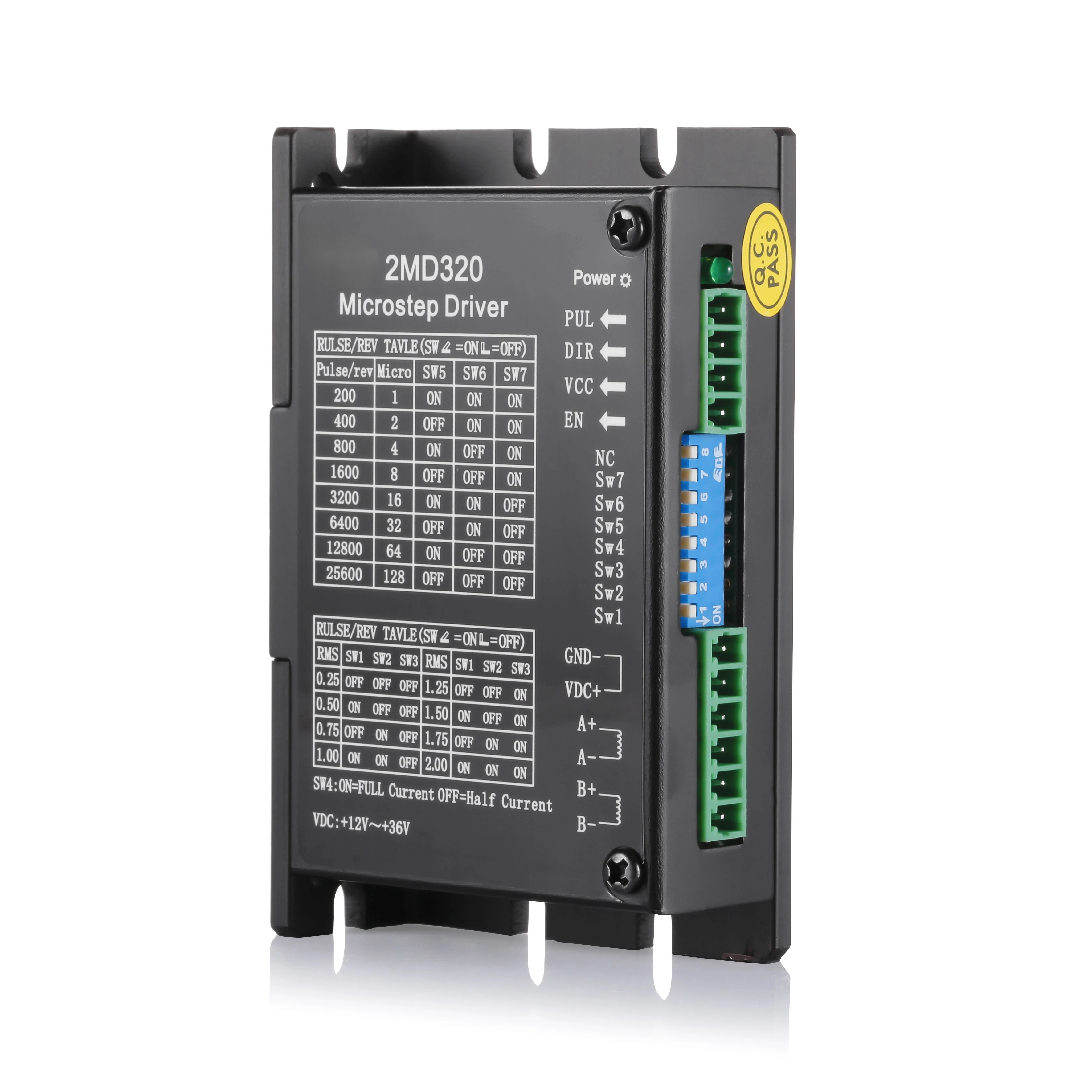 2MD320 Stepper Motor Driver IC 2 Phase DC12-36V 0.25-2A Pulse + Direction Control 50W CE RoHS Certified for 3D Printer CNC