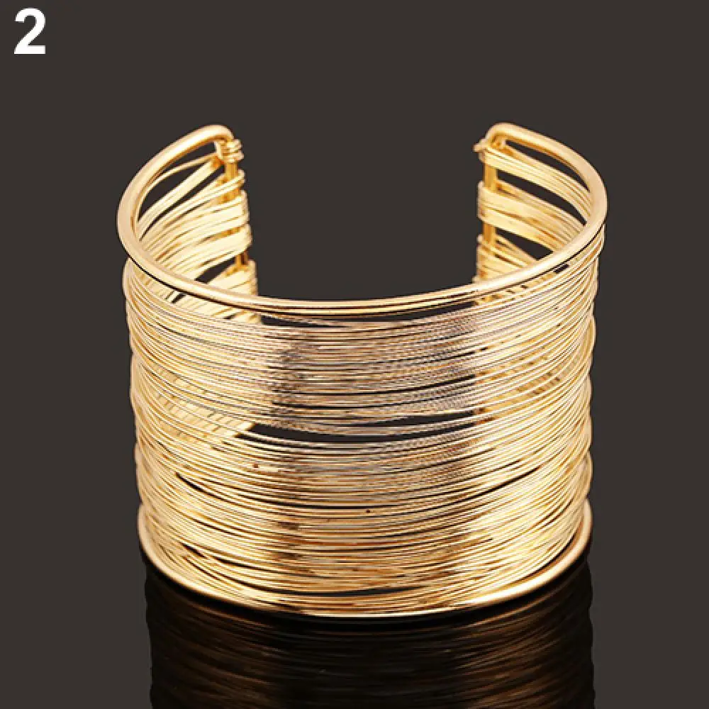 2022 Fashion Women Bracelet Metal Wires Strings Open Bangle Wide Cuff Bracelet Hand Chain Ring Bangles pulseras браслеты на руку