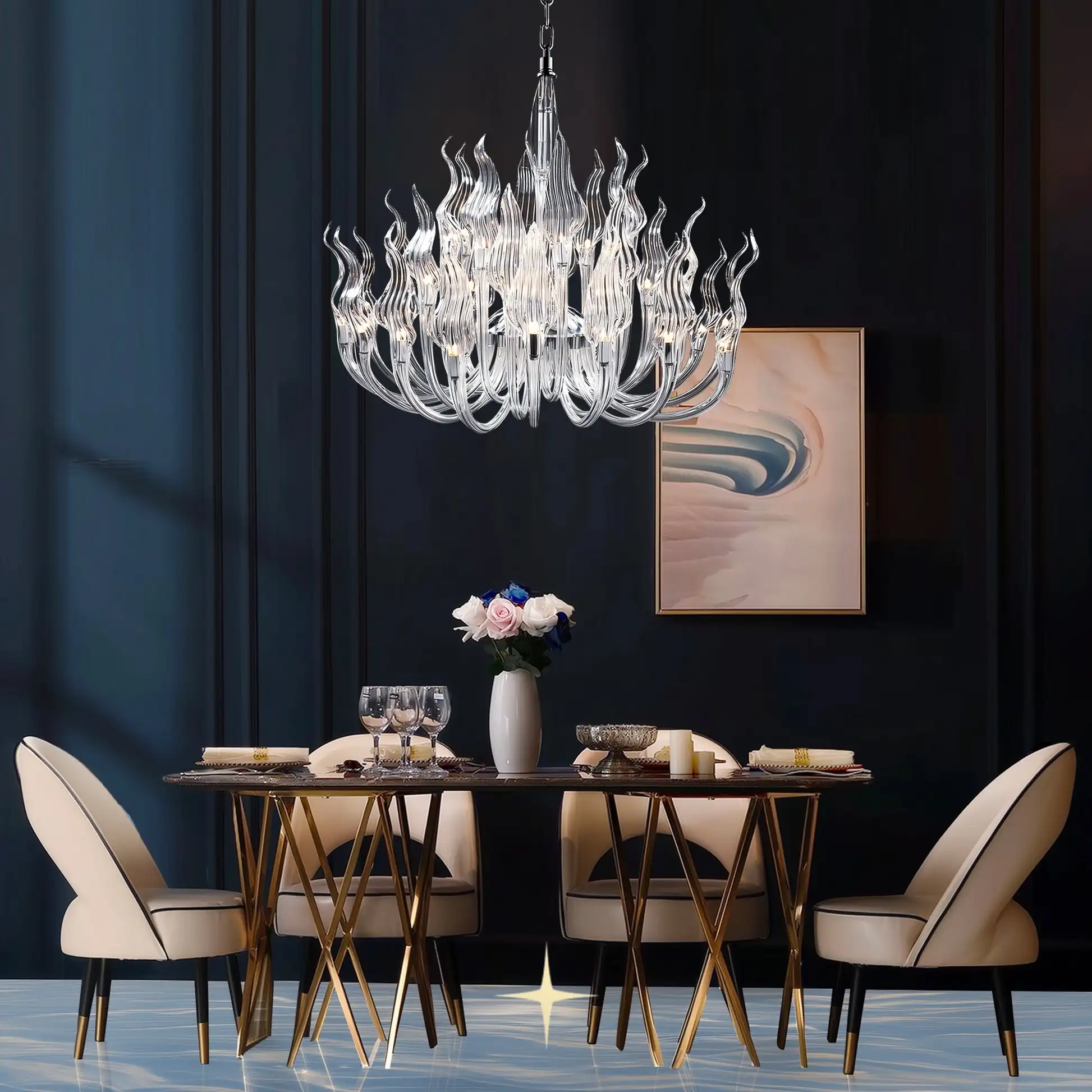 

Luxury Crystal Ceiling Chandelier Indoor Clear Crystal Pendant Chandelier For Dining Living Room Hanging Glass Chandeliers