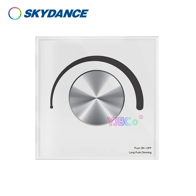 Skydance 0/1-10V single color LED strip controller Glass Rotary dimming touch panel 110V-220V 2.4G AC relay output dimmer switch