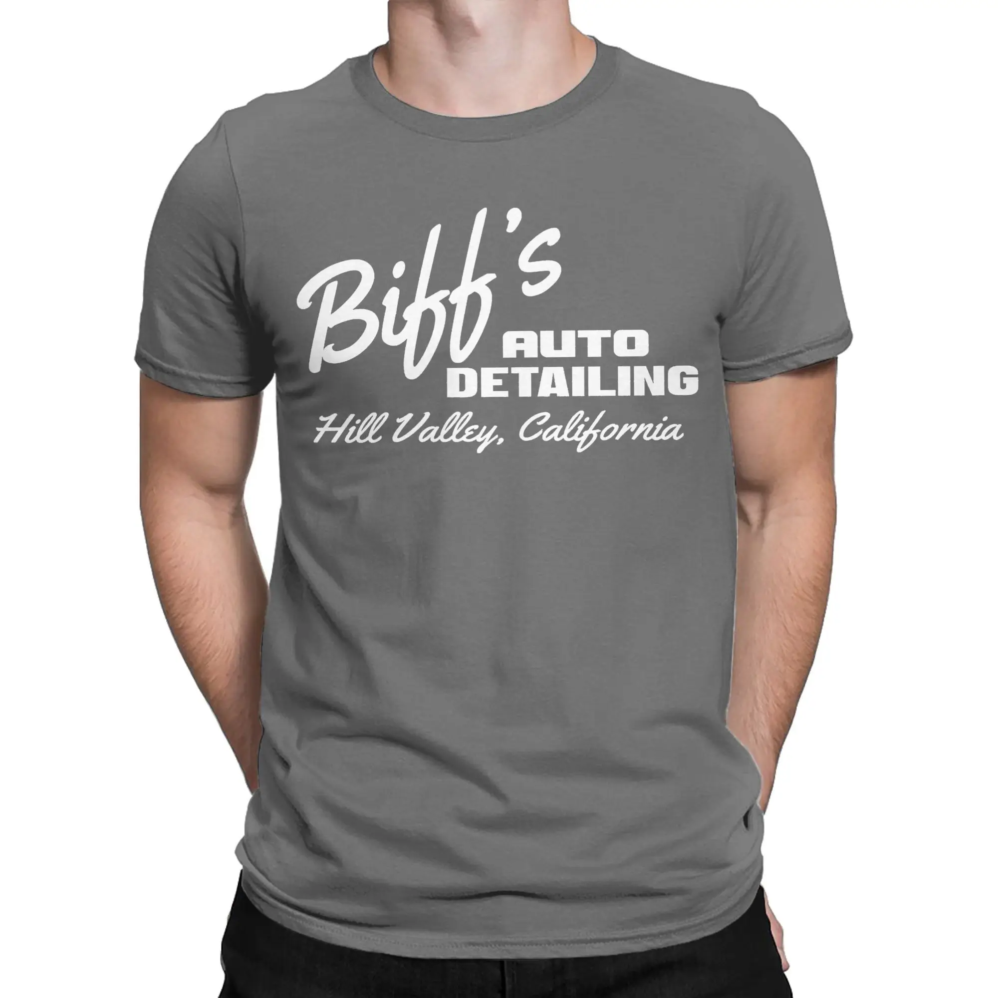 Men Back To The Future Biff's Auto Detailing T Shirt  100% Cotton Tops Funny Short Sleeve Tee Shirt Plus Size T-Shirt